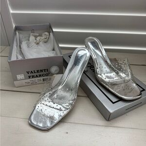 Valenti Franco Silver Transparent Heels